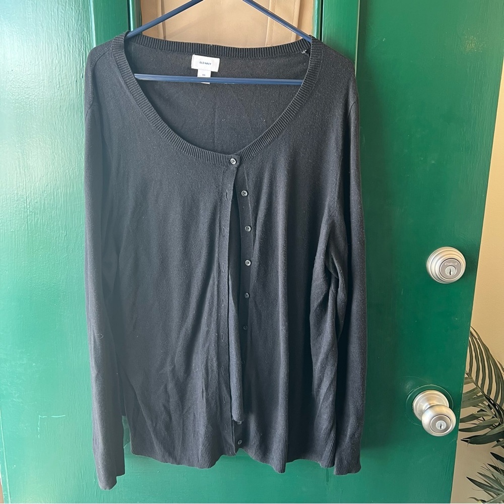 Old Navy Charcoal Knit Pullover Stretchy Cardigan